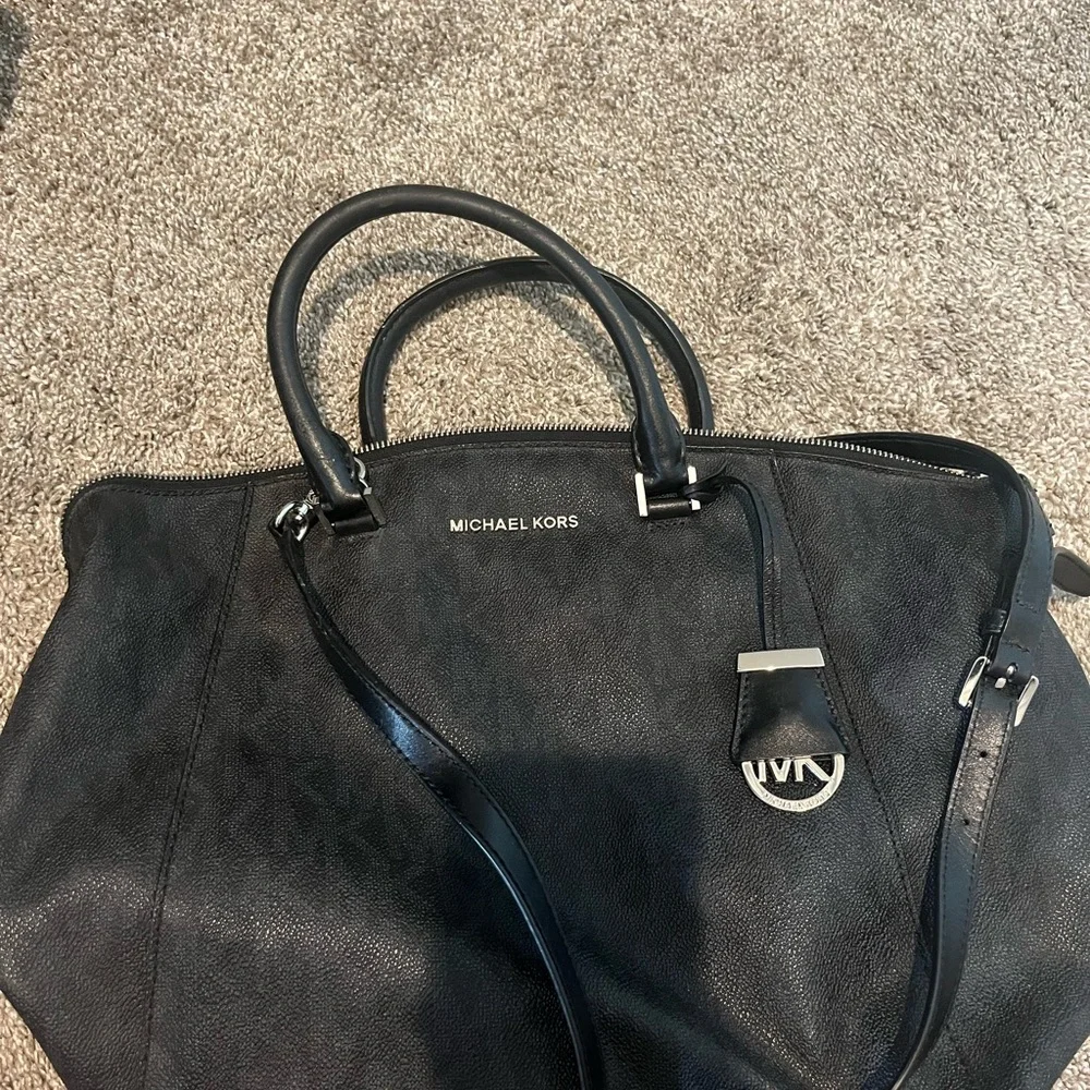 Michael Kors Black Leather Tote with Shoulder Strap